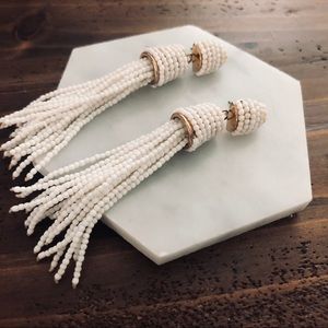 Baublebar White Beaded Tassel Earrings